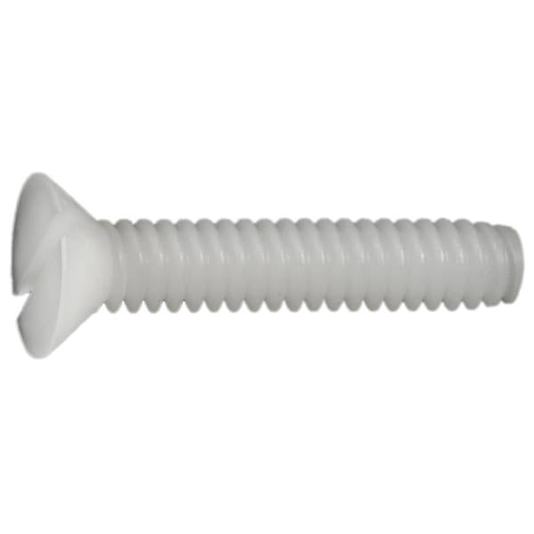 Midwest Fastener 1/4"-20 x 1 in Slotted Flat Machine Screw, Plain Nylon, 10 PK 62534 - main